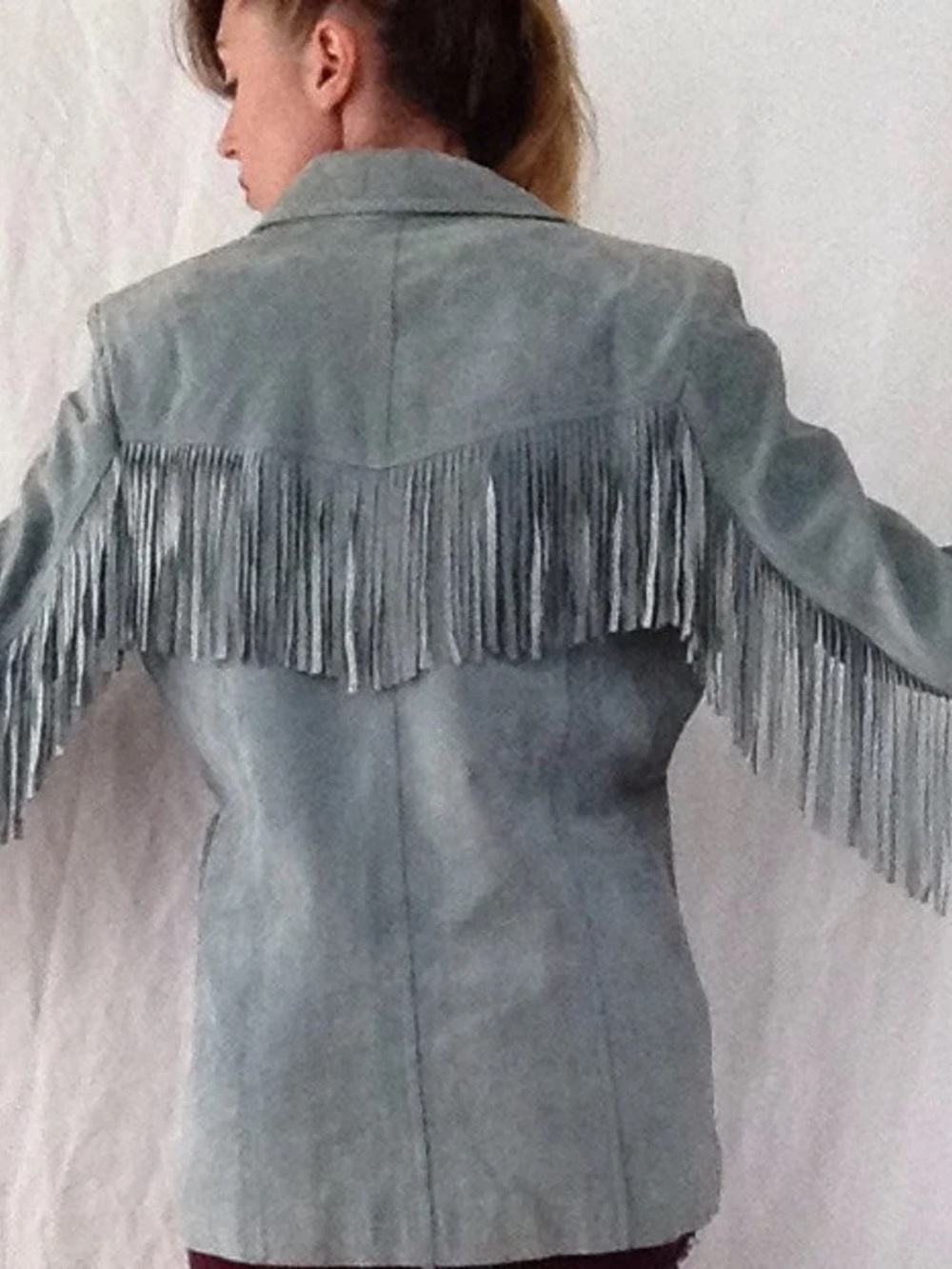 Vintage Together blue suede fringe Western jacket - Picture 2 of 6